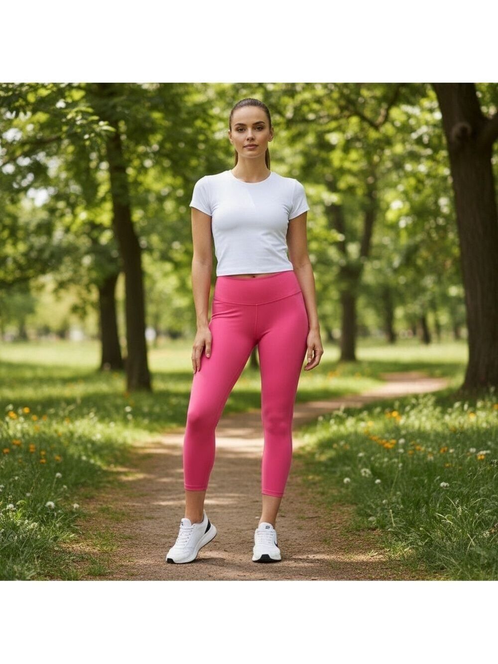 Nike Rush Pink Zenvy Gentle-Support High-Waisted 7/8 Leggings Size XL